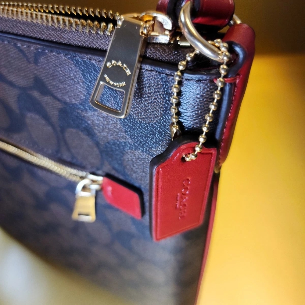Coach Brown and Red Crossbody Bag - Picture 4 of 15
